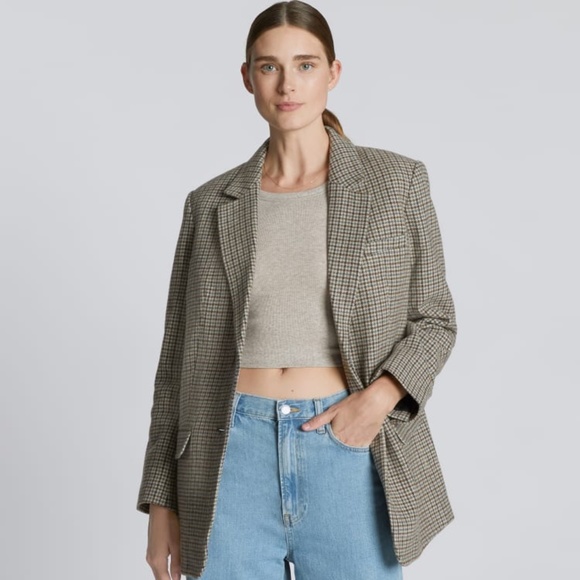 The Oversized Blazer - Pewter Houndstooth
